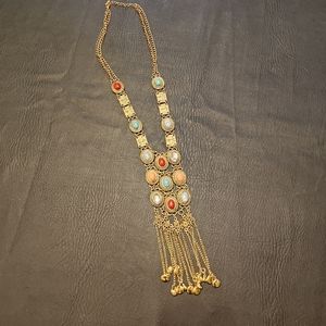 Gold Tone MultiColor Boho Statement Necklace